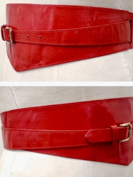 Thierry Mugler 1980s Red Leather Corset Belt – Sculptural Waist Cincher main image 7